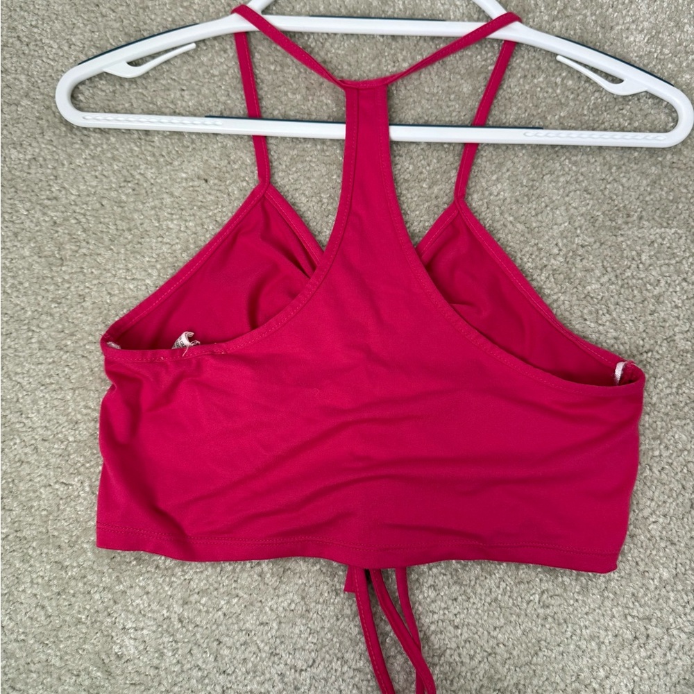 Pink Ruched Halter Crop Top - Picture 2 of 2